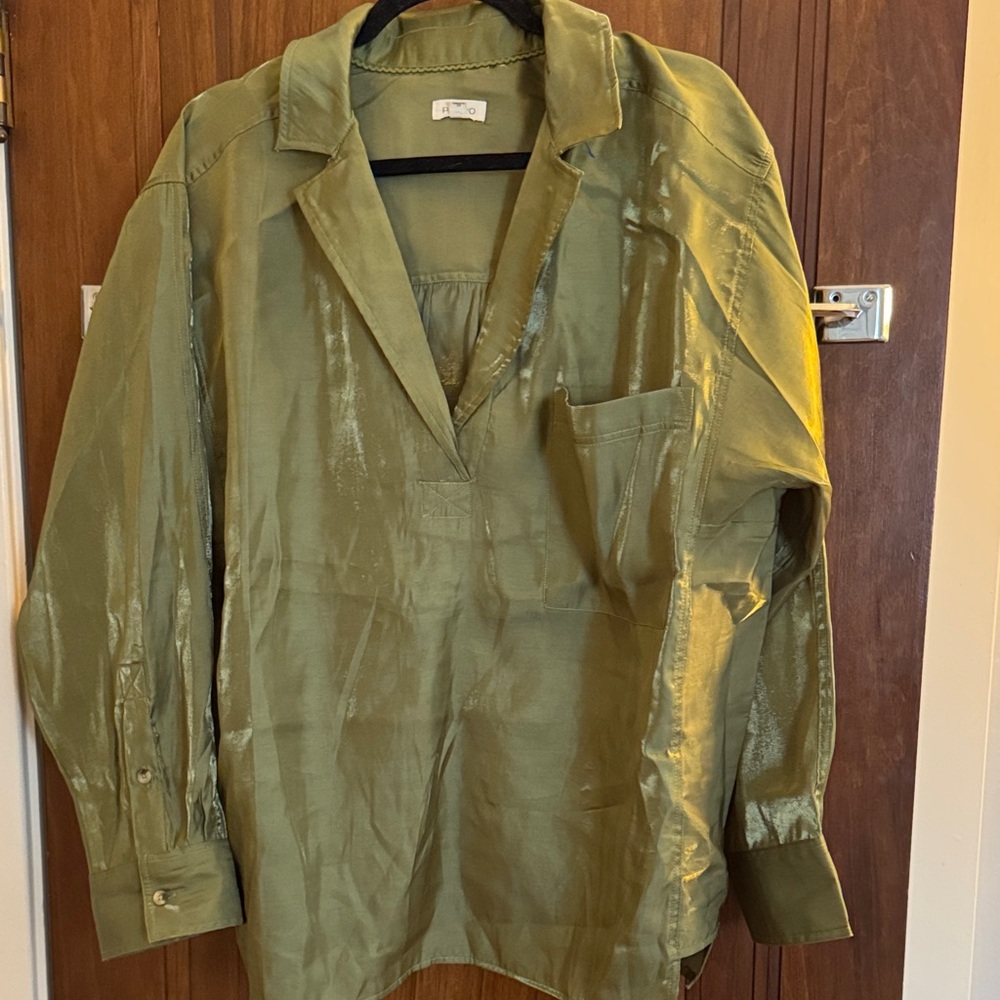 Pilcro Olive Green Lightweight Shimmer Shirt
